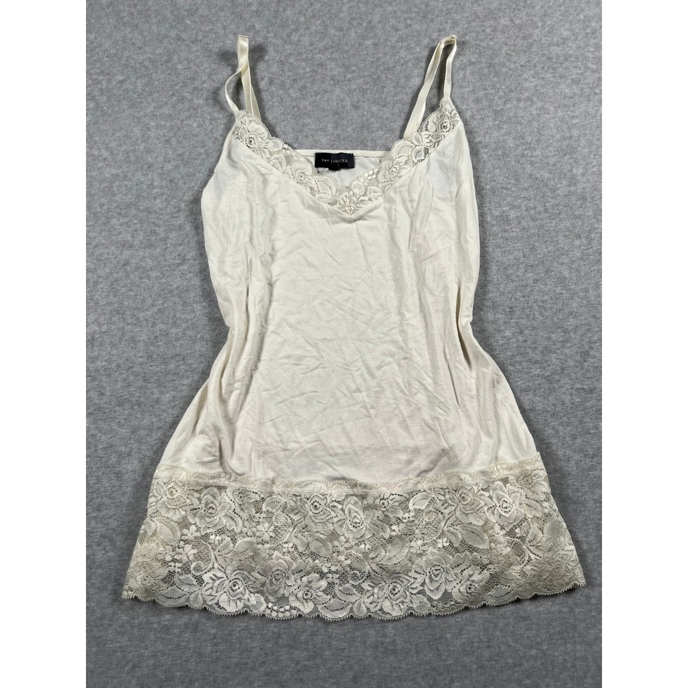 VTG Y2K The Limited Cami Womens M Ivory Lace Trim Coquette Fairycore Layering